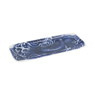 Serving Platter Japonism Carp Blue, White, Porcelain, 28.5 × 14 × 2.5 cm, Item No. 18767