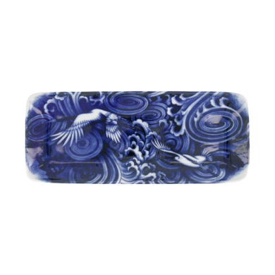 Servierplatte Japonism Crane Blau/Weiß, Porzellan, 28,5 × 14 × 2,5 cm, Art.-Nr. 18768