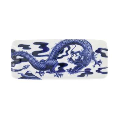 Servierplatte Japonism Dragon Blau/Weiß, Porzellan, 28,5 × 14 × 2,5 cm, Art.-Nr. 18769