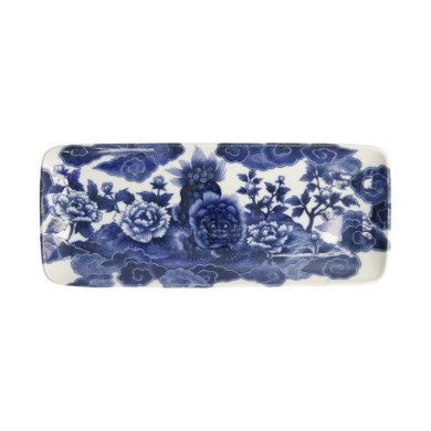 Serving Platter Japonism Lion Blue, White, Porcelain, 28.5 × 14 × 2.5 cm, Item No. 18770