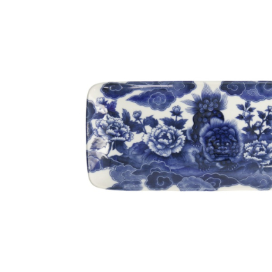 Serving Platter Japonism Lion Blue, White, Porcelain, 28.5 × 14 × 2.5 cm, Item No. 18770