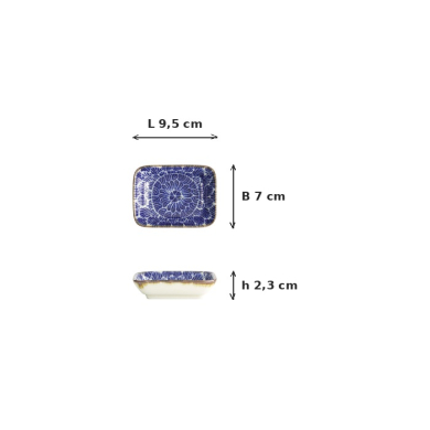 Rectangular Sauce Bowl Ohuke Dahlia, Porcelain, 9.5 × 7 × 2.3 cm, Item No. 18883