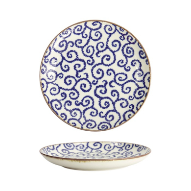 Plate Ten Karakusa Blue, White, Porcelain, &Oslash; 21.5 cm