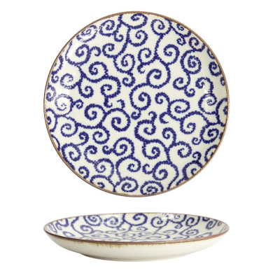 Plate Ten Karakusa Blue, White, Porcelain, &Oslash; 25 cm