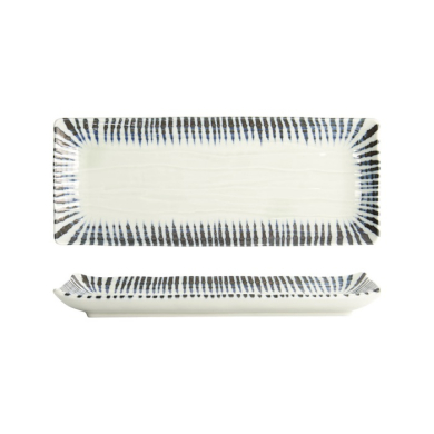 Sushi Plate Shin Tokusa Blue, White, Porcelain, 27.7 &times; 11.1 &times; 2.8 cm