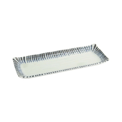 Sushi Plate Shin Tokusa Blue, White, Porcelain, 27.7 × 11.1 × 2.8 cm, Item No. 20248