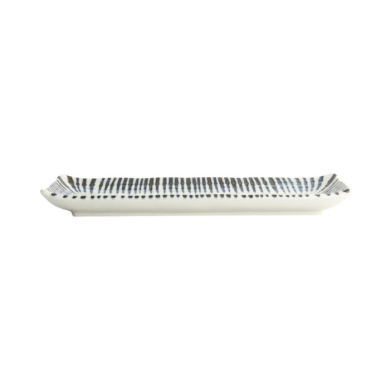 Sushi Plate Shin Tokusa Blue, White, Porcelain, 27.7 × 11.1 × 2.8 cm, Item No. 20248