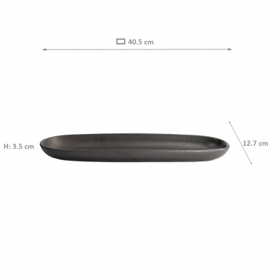 Yuzu Schwarz Oval Platte  40.5x12.7x3.5cm  Teller bei Tokyo Design Studio (Bild 7 von 7)