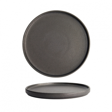 Ø 23.9x2.2cm Yuzu Black Round Plate with Rim  at Tokyo Design Studio (picture 1 of 7)