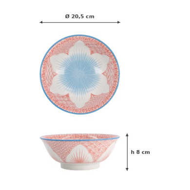 Ramen Bowl Lily Flower Red, Porcelain, 1.2 l, Item No. 20936