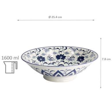 TDS, Ramen Bowl, Tokyo Blue, Mixed Bowls, Botan, Ø 25.4 x 7.8 cm 1600 ml, Item No. 20962