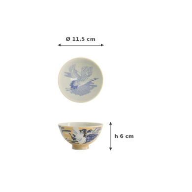 Rice Bowl Kawaii Crane Yellow, Porcelain, 300 ml, Item No. 20979