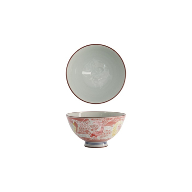 Rice Bowl Kawaii Carp Red, Porcelain, 300 ml