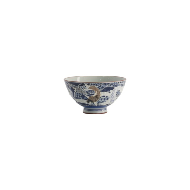 Rice Bowl Kawaii Carp Blue, Porcelain, 300 ml, Item No. 20981