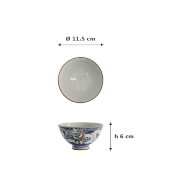 Rice Bowl Kawaii Carp Blue, Porcelain, 300 ml, Item No. 20981