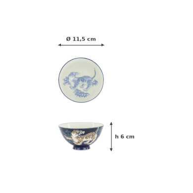Reisschale Kawaii Tiger Blau, Porzellan, 300 ml, Art.-Nr. 20983