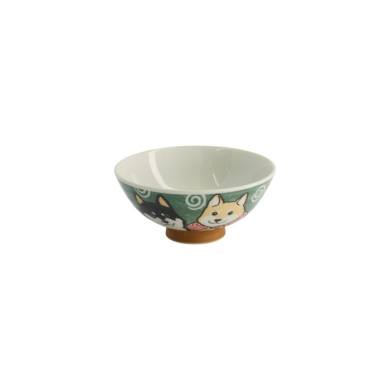Rice Bowl Kawaii Shiba-Dog Green, Porcelain, 500 ml, Item No. 20988
