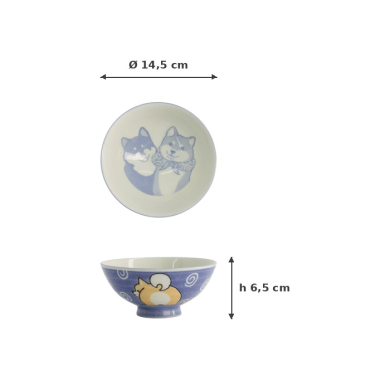 Reisschale Kawaii Shiba-Dog Blau, Porzellan, 500 ml, Art.-Nr. 20989