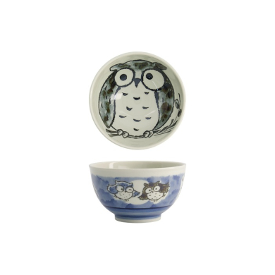 Rice Bowl Kawaii Owl Blue, Porcelain, &Oslash; 13 cm