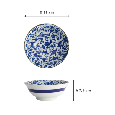 Noodle Bowl Japan Flower, Porcelain, 1 L, Item No. 2099