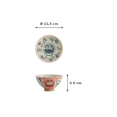 Rice Bowl Kawaii Daruma Pink, Porcelain, Ø 11.5 cm, Item No. 21007