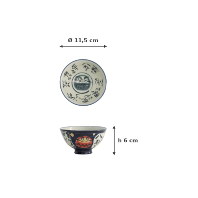 Rice Bowl Kawaii Daruma Blue, Porcelain, 300 ml, Item No. 21008
