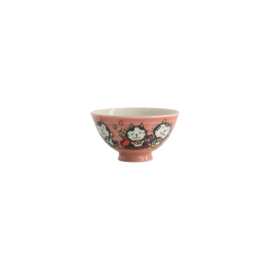 Rice Bowl Kawaii Cat Pink, Porcelain, 300 ml, Item No. 21023