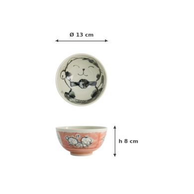 Rice Bowl Kawaii Cat Pink, Porcelain, 400 ml, Item No. 21028