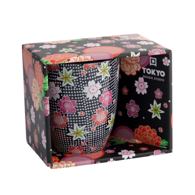 Black Kawaii Flower Mug W/Giftbox at Tokyo Design Studio (picture 1 of 2)