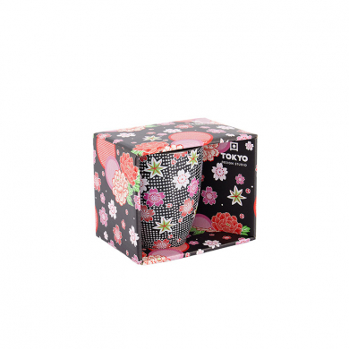 Schwarz Kawaii Blume Tasse in Geschenkbox bei Tokyo Design Studio (Bild 2 von 2)