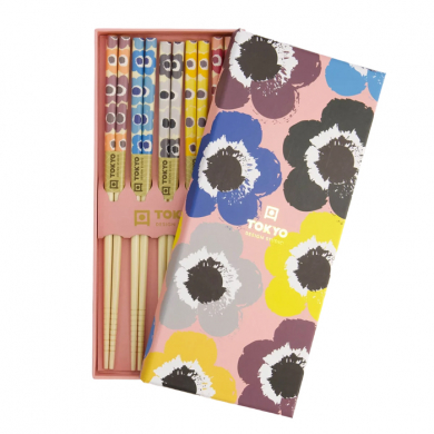 Pink Flowers Chopstick Set 5 pair at Tokyo Design Studio (picture 1 of 4)