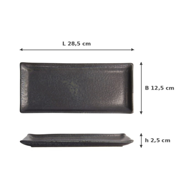 Sushi-Platte Onyx Noir Schwarz, Porzellan, 28,5 × 12,5 cm, Art.-Nr. 21351