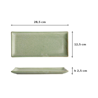 Servierplatte Vert Sauge Grün, Porzellan, 28,5 × 12,5 cm, Art.-Nr. 21353