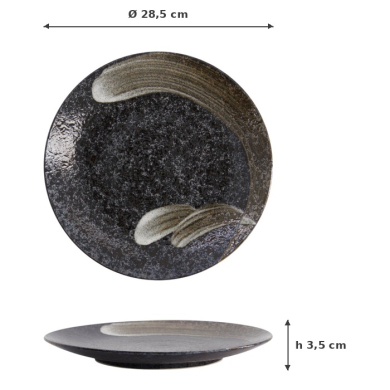 Plate Arahake Black, Brown, Stoneware, Ø 28.5 cm, Item No. 21426