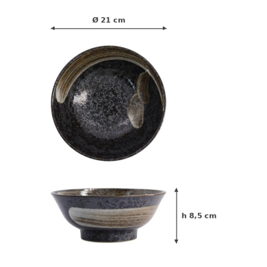 Ramen Bowl Arahake Black, Stoneware, 1.3 l, Item No. 21431
