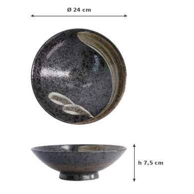 Bowl Arahake Black, Brown, Stoneware, 1.4 L, Item No. 21435