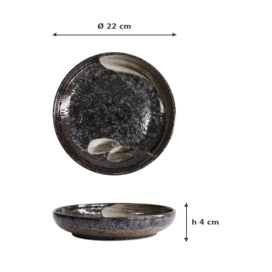 Pastateller Arahake Schwarz/Braun, Steinzeug, Ø 22 cm, 650 ml, Art.-Nr. 21436