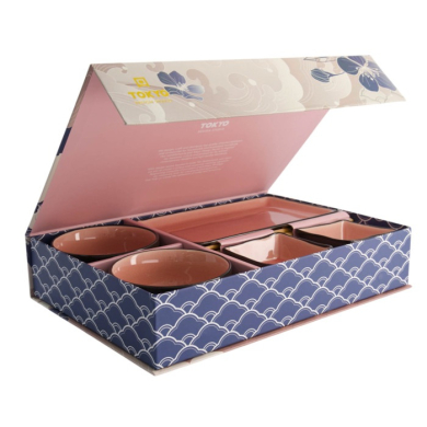 Sushi-Set Glassy Rosa, 8-tlg., Steinzeug