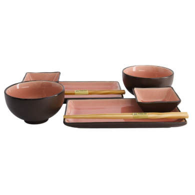 Sushi-Set Glassy Rosa, 8-tlg., Steinzeug, Art.-Nr. 21514