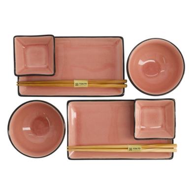 Sushi-Set Glassy Rosa, 8-tlg., Steinzeug, Art.-Nr. 21514