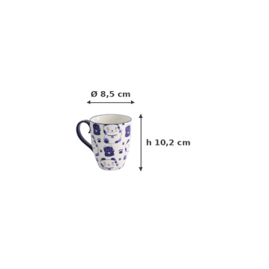 Tasse Kawaii Lucky Cat Blau in Geschenkbox, Porzellan, 380 ml, Art.-Nr. 21528