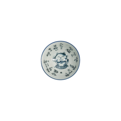Rice Bowl Kawaii Cat Neko Blue, Porcelain, 300 ml, Item No. 2152