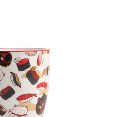 Mug Kawaii Lucky Cat Sushi Multicolour in a gift box, Porcelain, 380 ml, Item No. 21530
