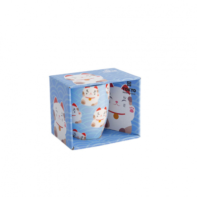 Wh/Bl Cat Kawaii  Lucky Cat Mug W/Giftbox at Tokyo Design Studio (picture 1 of 6)