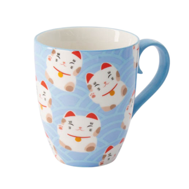 Wh/Bl Cat Kawaii  Lucky Cat Mug W/Giftbox at Tokyo Design Studio (picture 3 of 6)