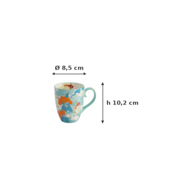 Mug Kawaii Goldfish Red, Blue in a gift box, Porcelain, 380 ml, Item No. 21535