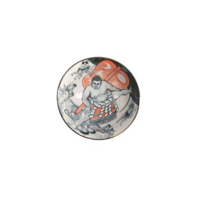 Rice Bowl Asakusa Sumo Red, Black, Porcelain, Ø 14.8 cm. Height 7 cm, 550 ml, Item No. 21557