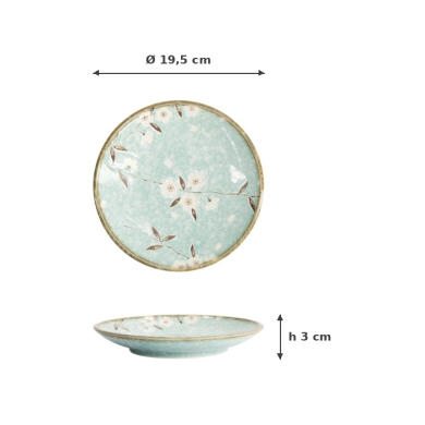 Teller Light Blue Sakura, Porzellan, Ø 19,5 cm, Art.-Nr. 21592