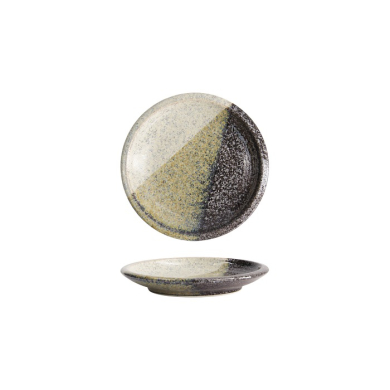 Teller Oboro Yamakage Schwarz/Braun/Wei&szlig;, Steinzeug, &Oslash; 14 cm
