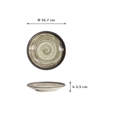Teller Asashio Dunkelbraun/Beige, Steinzeug, Ø 16,7 cm, Art.-Nr. 21626